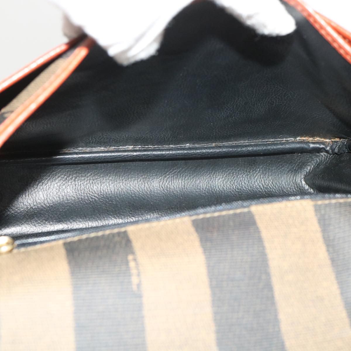 FENDI Pecan Canvas Shoulder Bag Black Brown fm2527