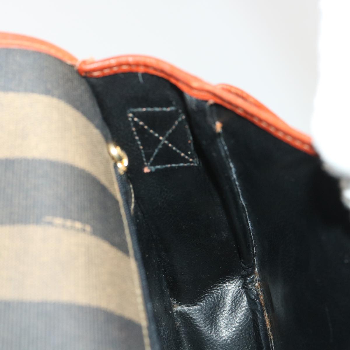 FENDI Pecan Canvas Shoulder Bag Black Brown fm2527