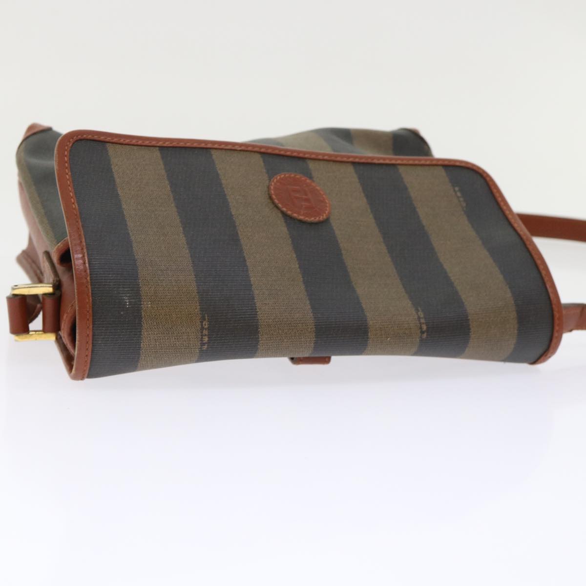 FENDI Pecan Canvas Shoulder Bag Black Brown fm2527