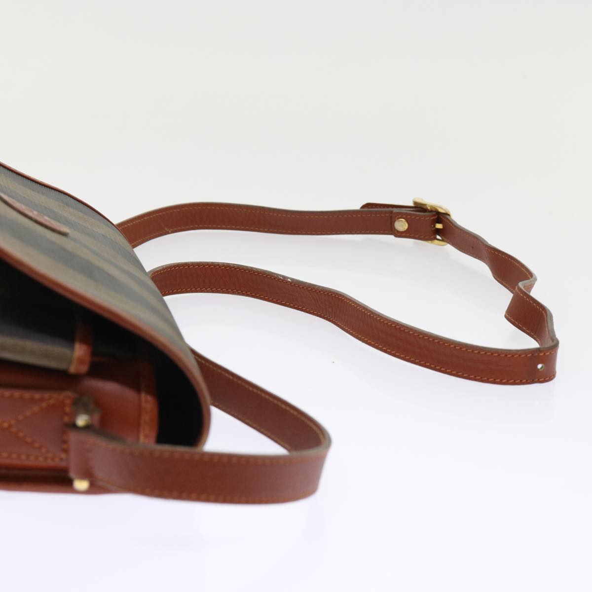 FENDI Pecan Canvas Shoulder Bag Black Brown fm2527