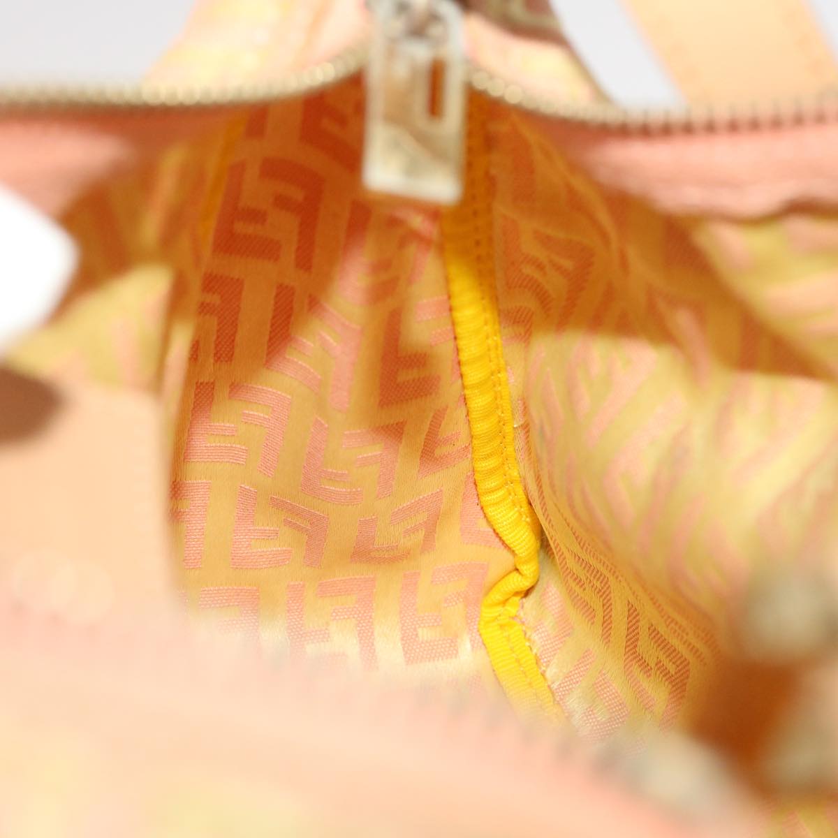 FENDI Zucchino Canvas Hand Bag Pink Gold fm2528