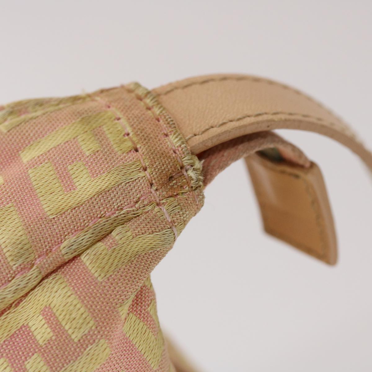 FENDI Zucchino Canvas Hand Bag Pink Gold fm2528