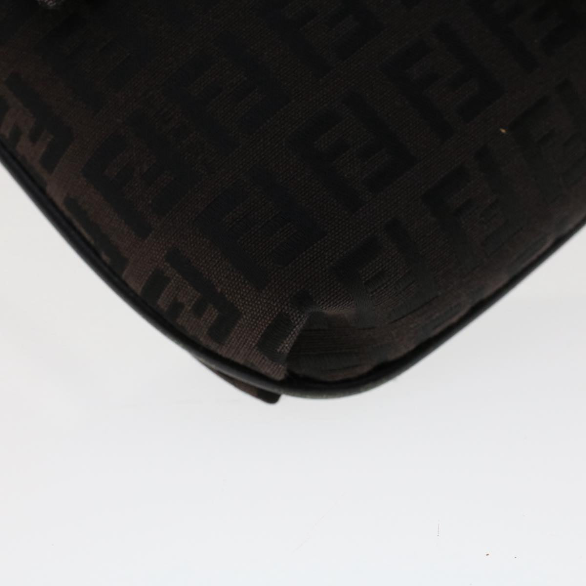FENDI Zucchino Canvas Shoulder Bag Dark Brown fm2601
