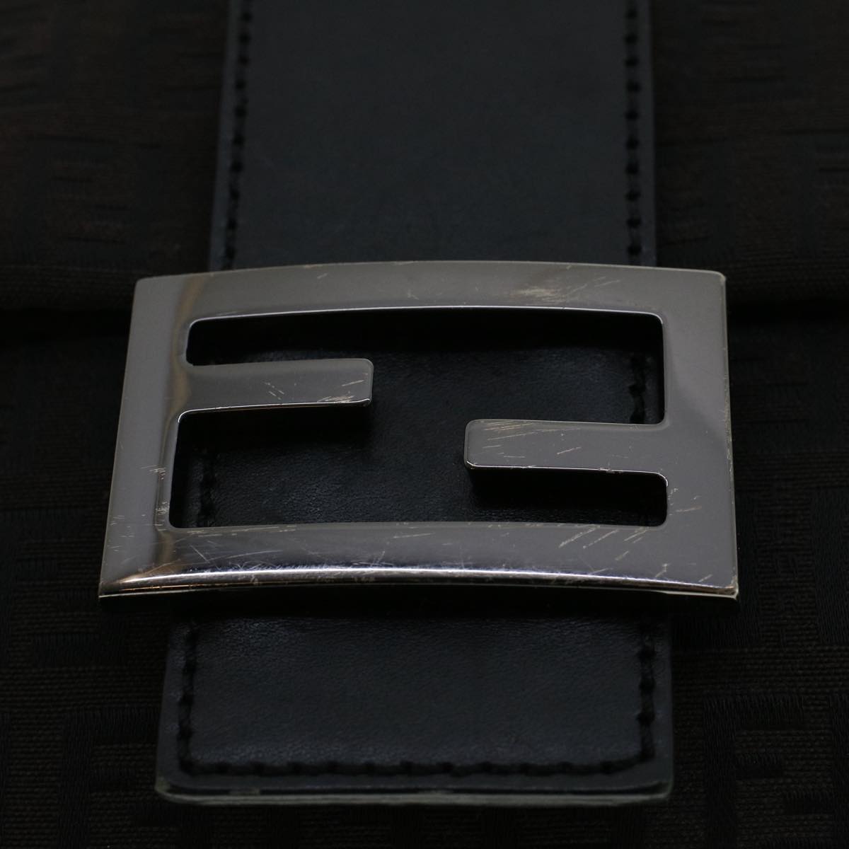 FENDI Zucchino Canvas Shoulder Bag Dark Brown fm2601