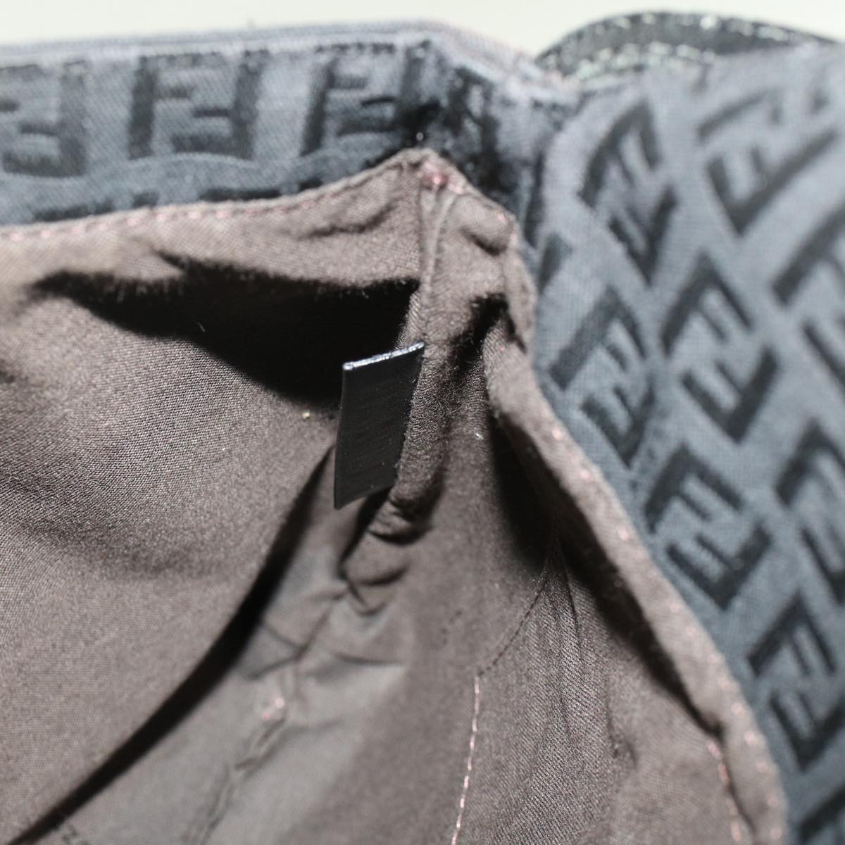 FENDI Zucchino Canvas Shoulder Bag Dark Brown fm2601