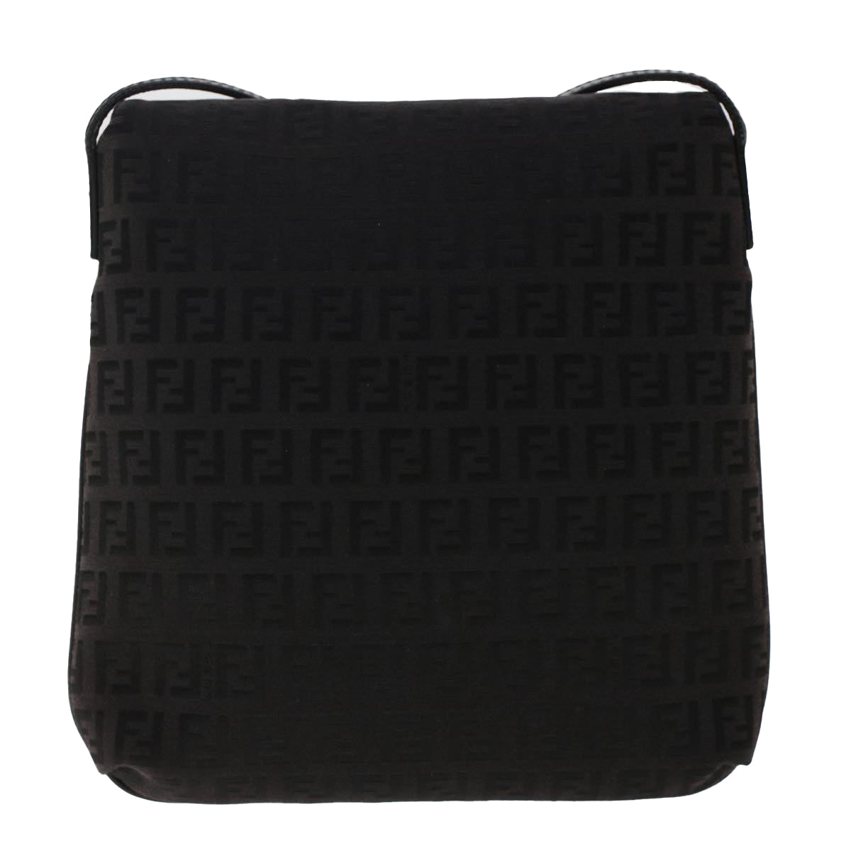 FENDI Zucchino Canvas Shoulder Bag Dark Brown fm2601