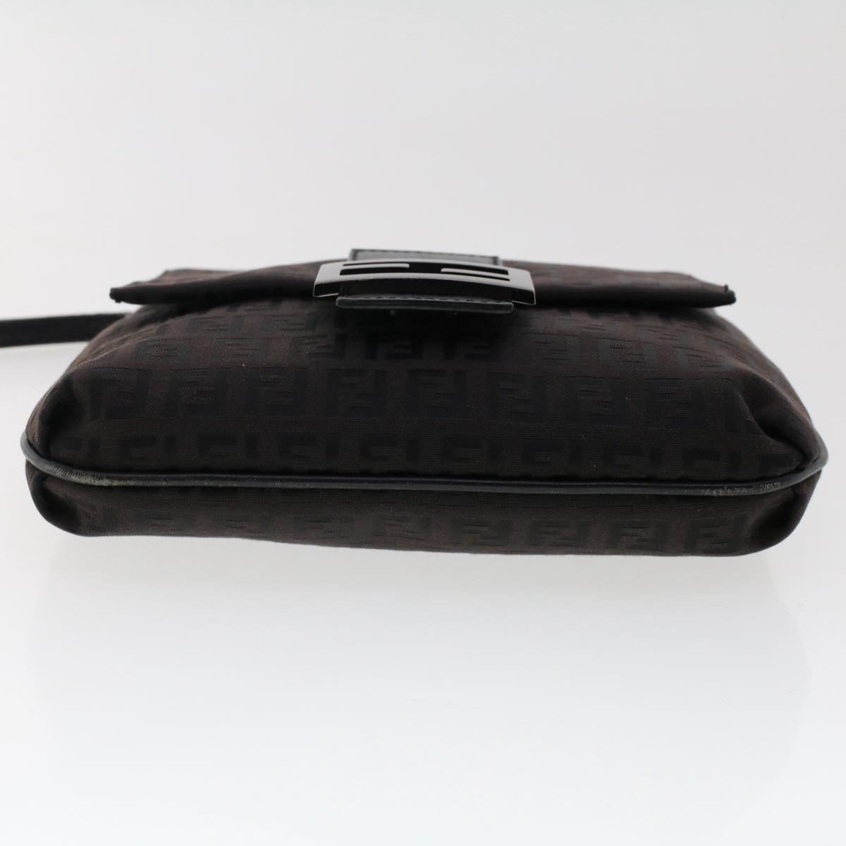 FENDI Zucchino Canvas Shoulder Bag Dark Brown fm2601