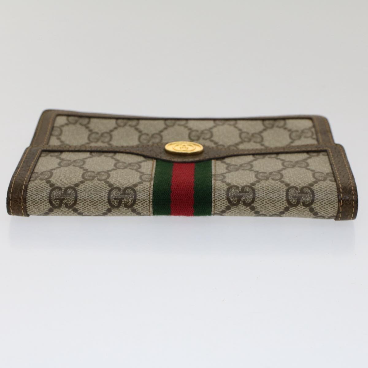 GUCCI GG Canvas Web Sherry Line Pouch PVC Leather Beige Red Green fm2634