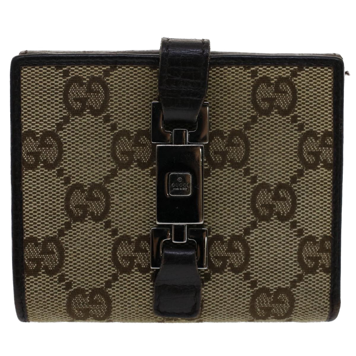 GUCCI GG Canvas Jackie Wallet Leather Beige 05479 fm2637