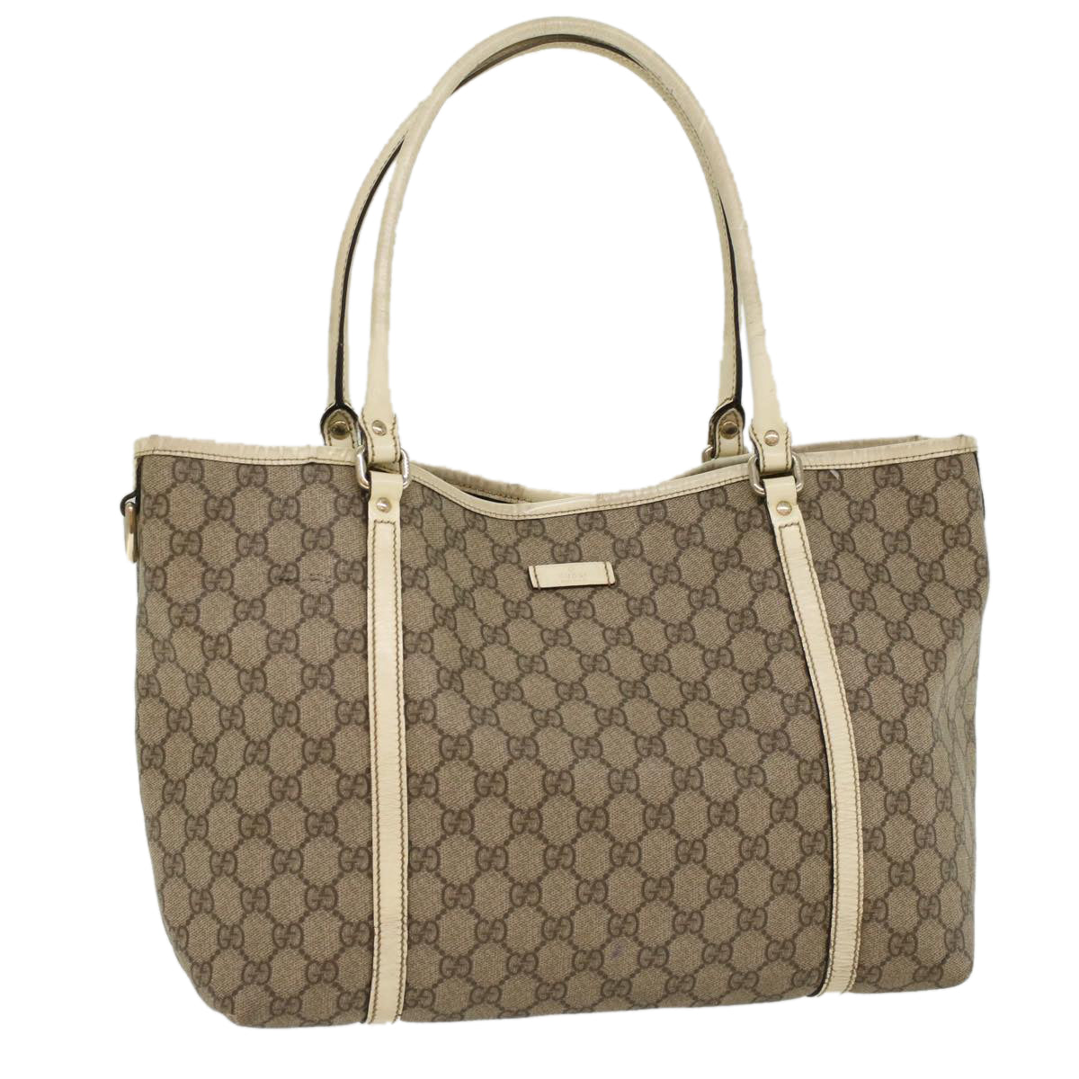 GUCCI GG Canvas Tote Bag PVC Leather Beige White 197953 fm2653