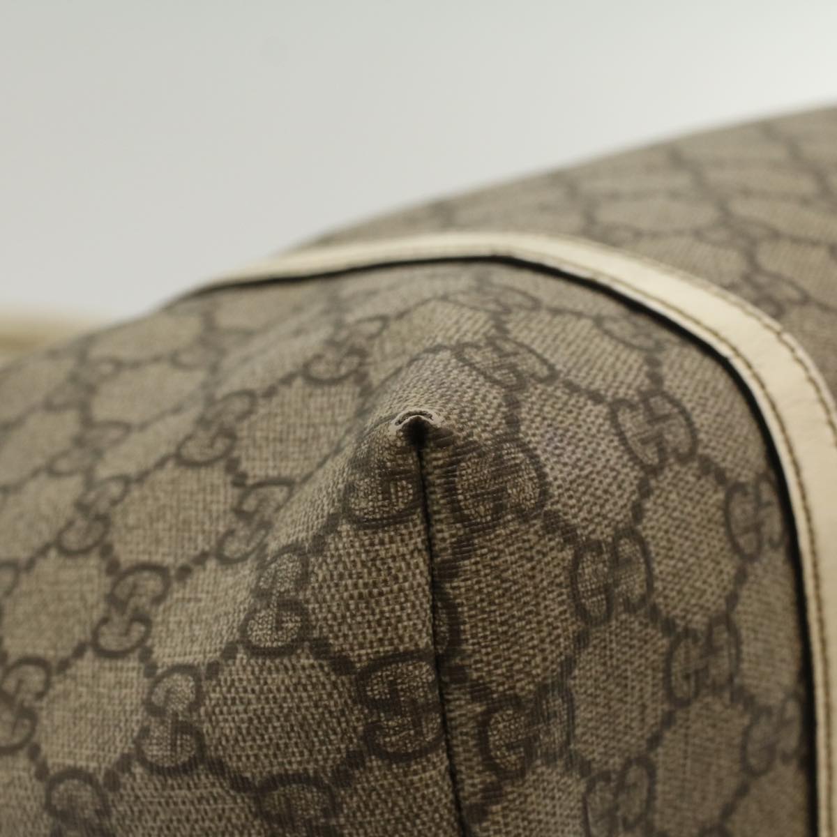 GUCCI GG Canvas Tote Bag PVC Leather Beige White 197953 fm2653