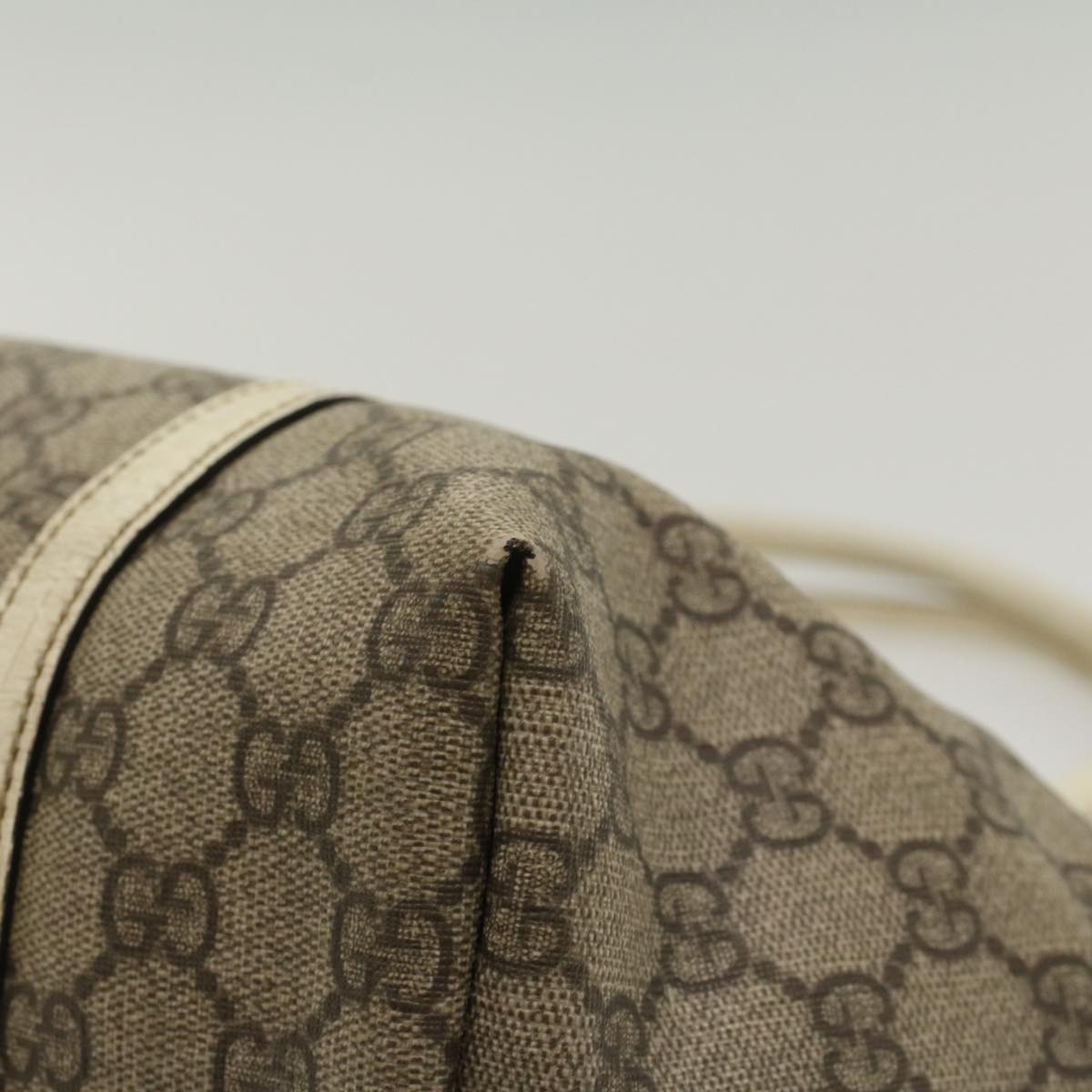 GUCCI GG Canvas Tote Bag PVC Leather Beige White 197953 fm2653