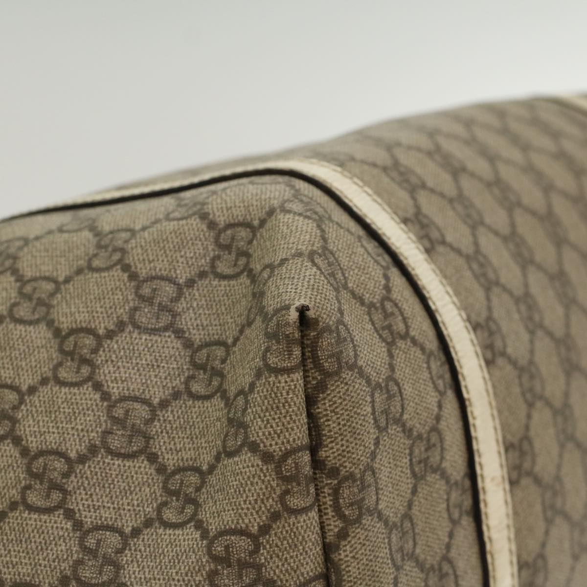 GUCCI GG Canvas Tote Bag PVC Leather Beige White 197953 fm2653