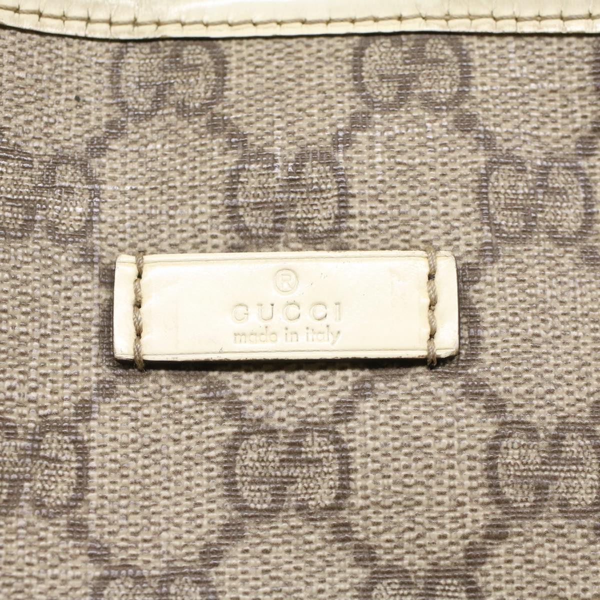 GUCCI GG Canvas Tote Bag PVC Leather Beige White 197953 fm2653