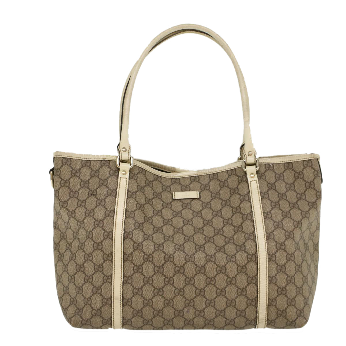 GUCCI GG Canvas Tote Bag PVC Leather Beige White 197953 fm2653