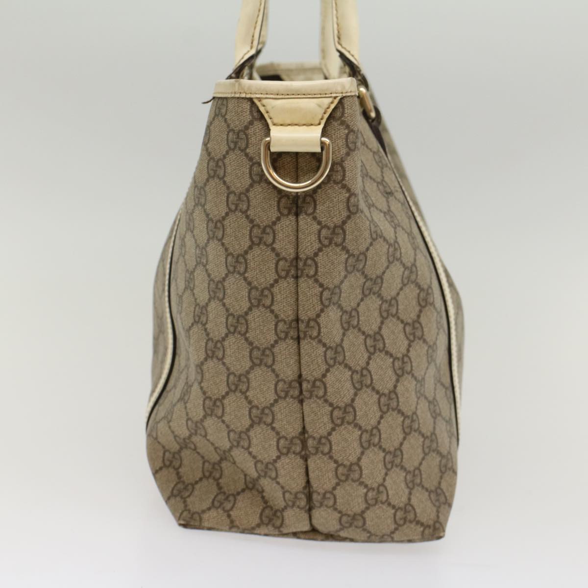 GUCCI GG Canvas Tote Bag PVC Leather Beige White 197953 fm2653