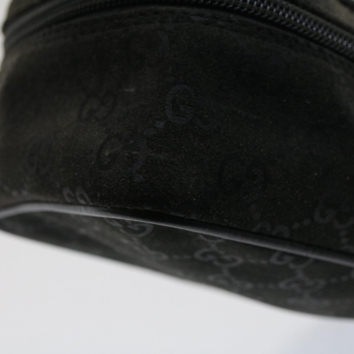 GUCCI GG Canvas Vanity Cosmetic Pouch Suede Gray 032 2854 0051 fm2654