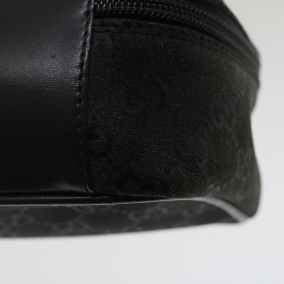 GUCCI GG Canvas Vanity Cosmetic Pouch Suede Gray 032 2854 0051 fm2654