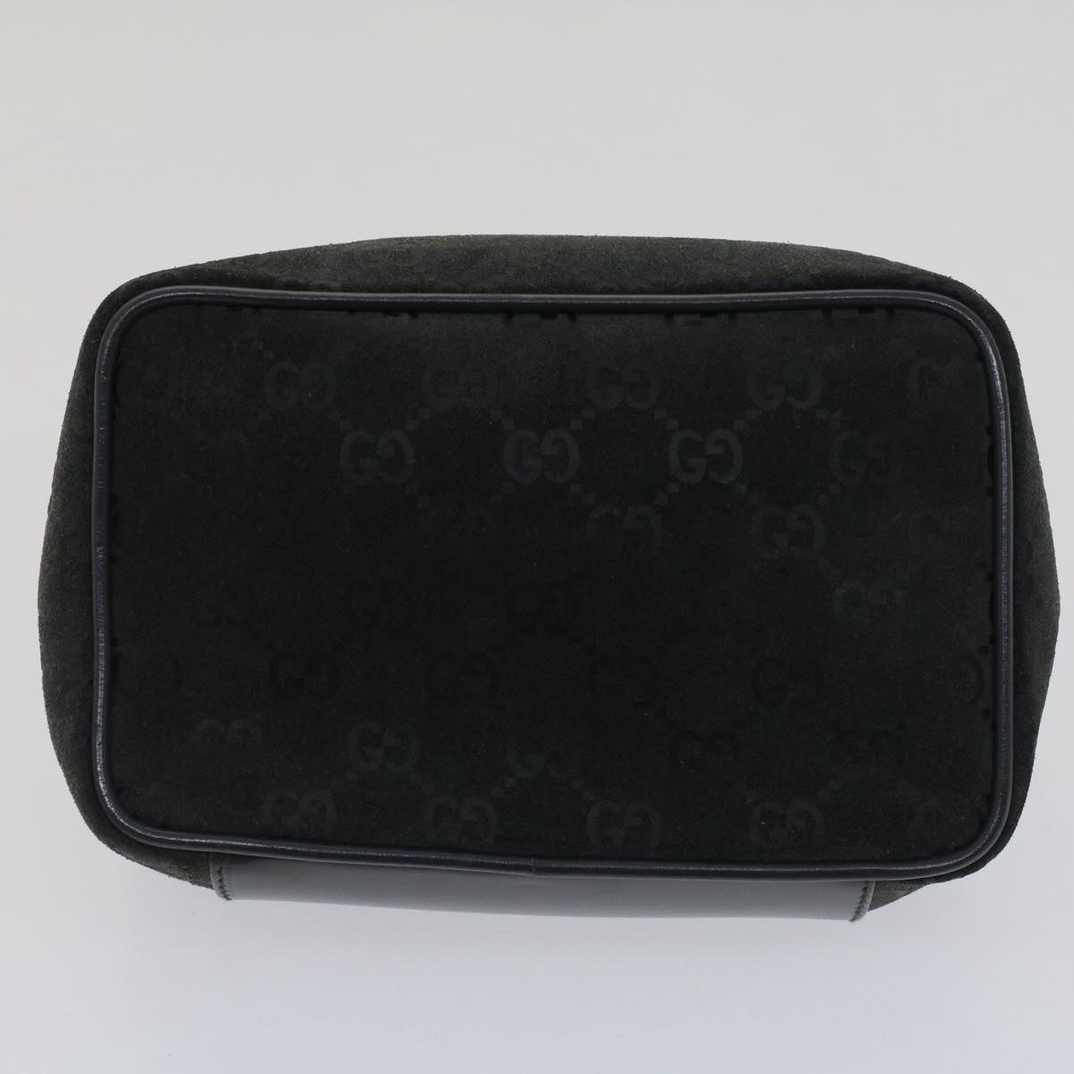 GUCCI GG Canvas Vanity Cosmetic Pouch Suede Gray 032 2854 0051 fm2654
