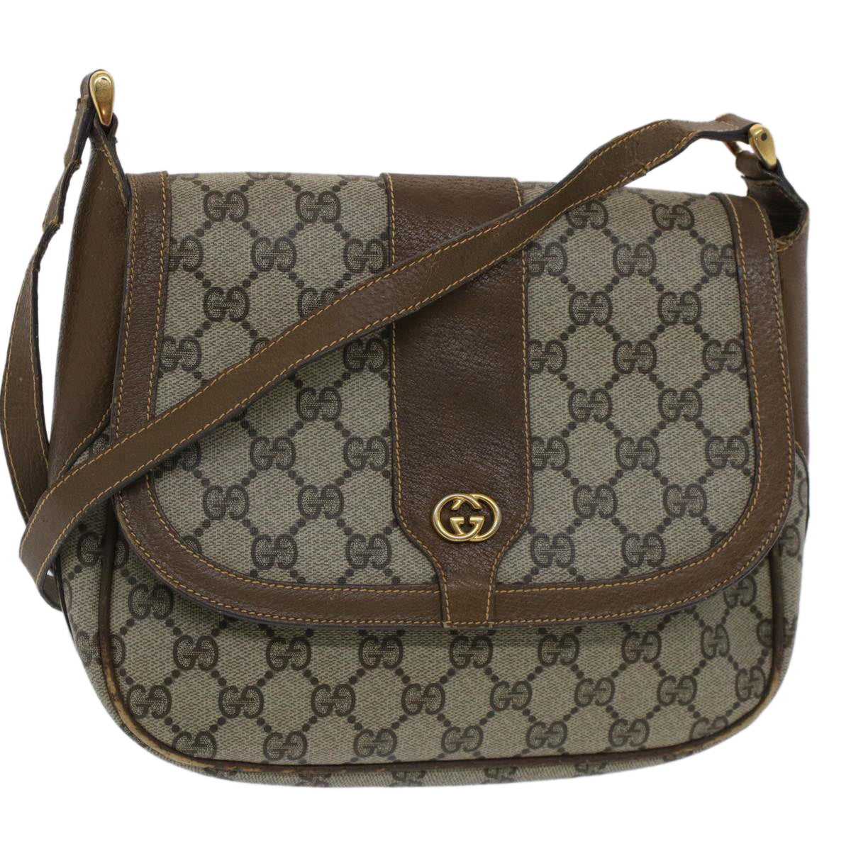 GUCCI GG Canvas Shoulder Bag PVC Leather Beige Brown 001 261 4425 fm2655