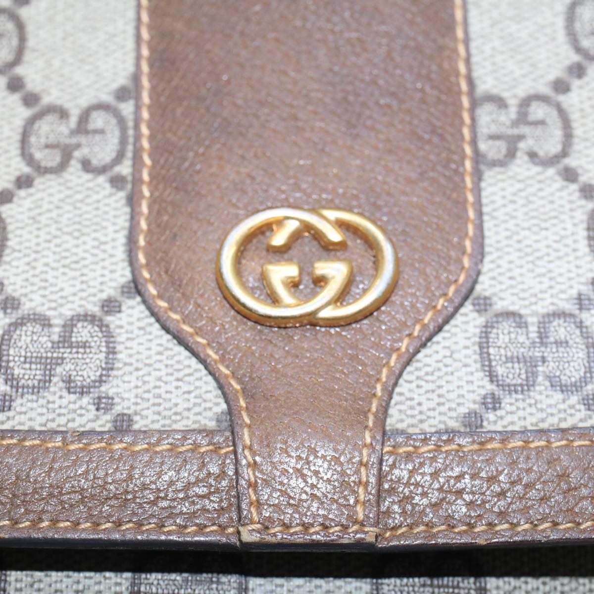 GUCCI GG Canvas Shoulder Bag PVC Leather Beige Brown 001 261 4425 fm2655