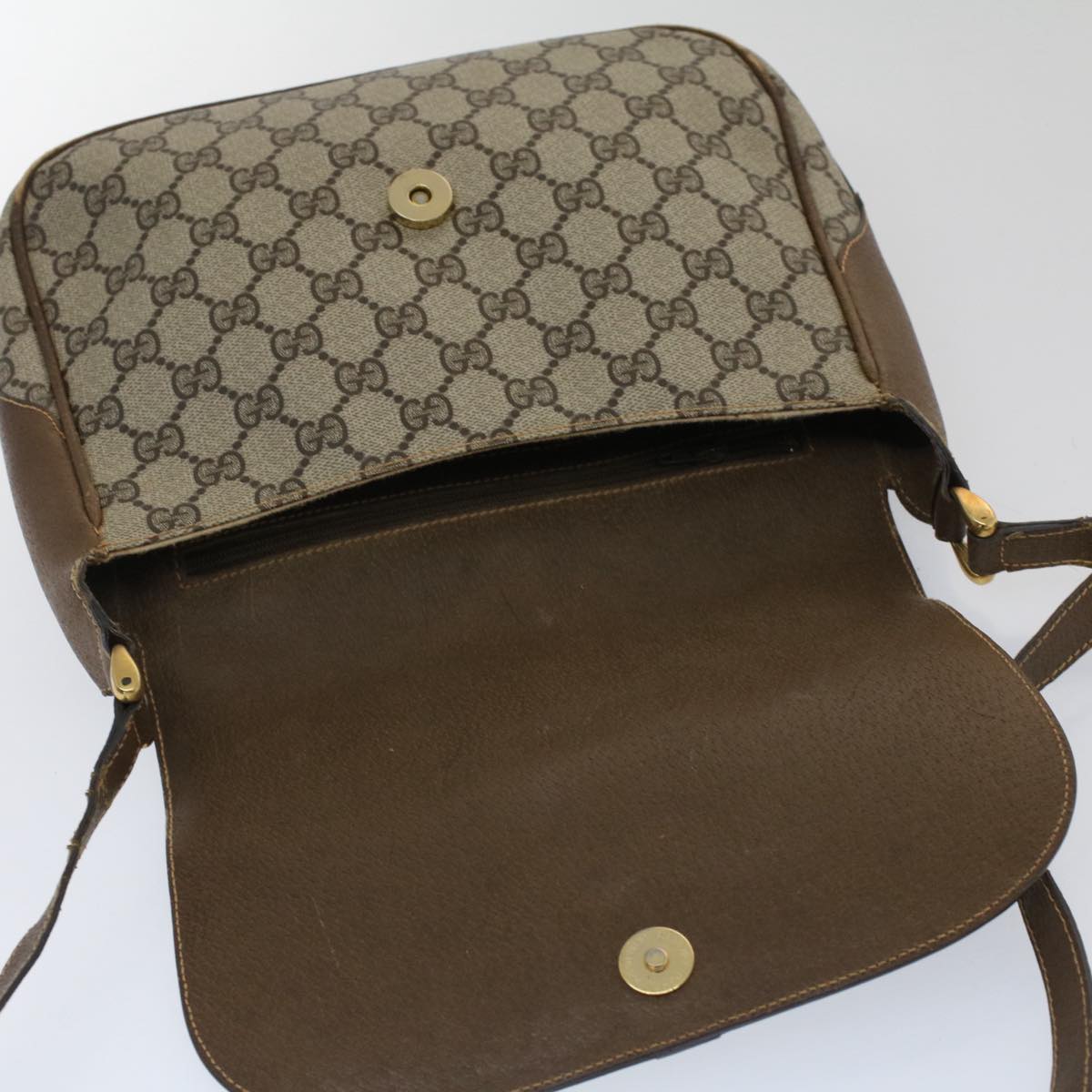 GUCCI GG Canvas Shoulder Bag PVC Leather Beige Brown 001 261 4425 fm2655