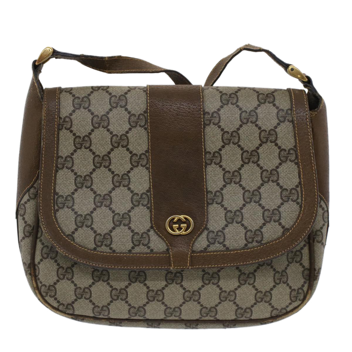 GUCCI GG Canvas Shoulder Bag PVC Leather Beige Brown 001 261 4425 fm2655