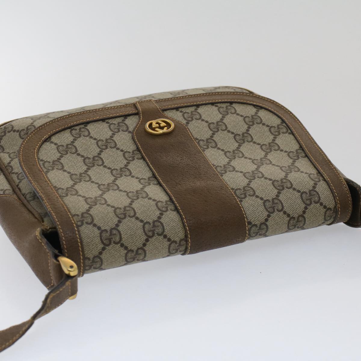 GUCCI GG Canvas Shoulder Bag PVC Leather Beige Brown 001 261 4425 fm2655