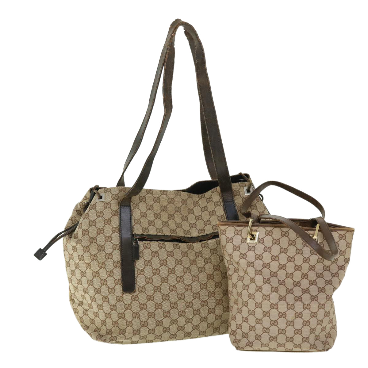 GUCCI GG Canvas Shoulder Bag 2Set Beige Brown fm2657