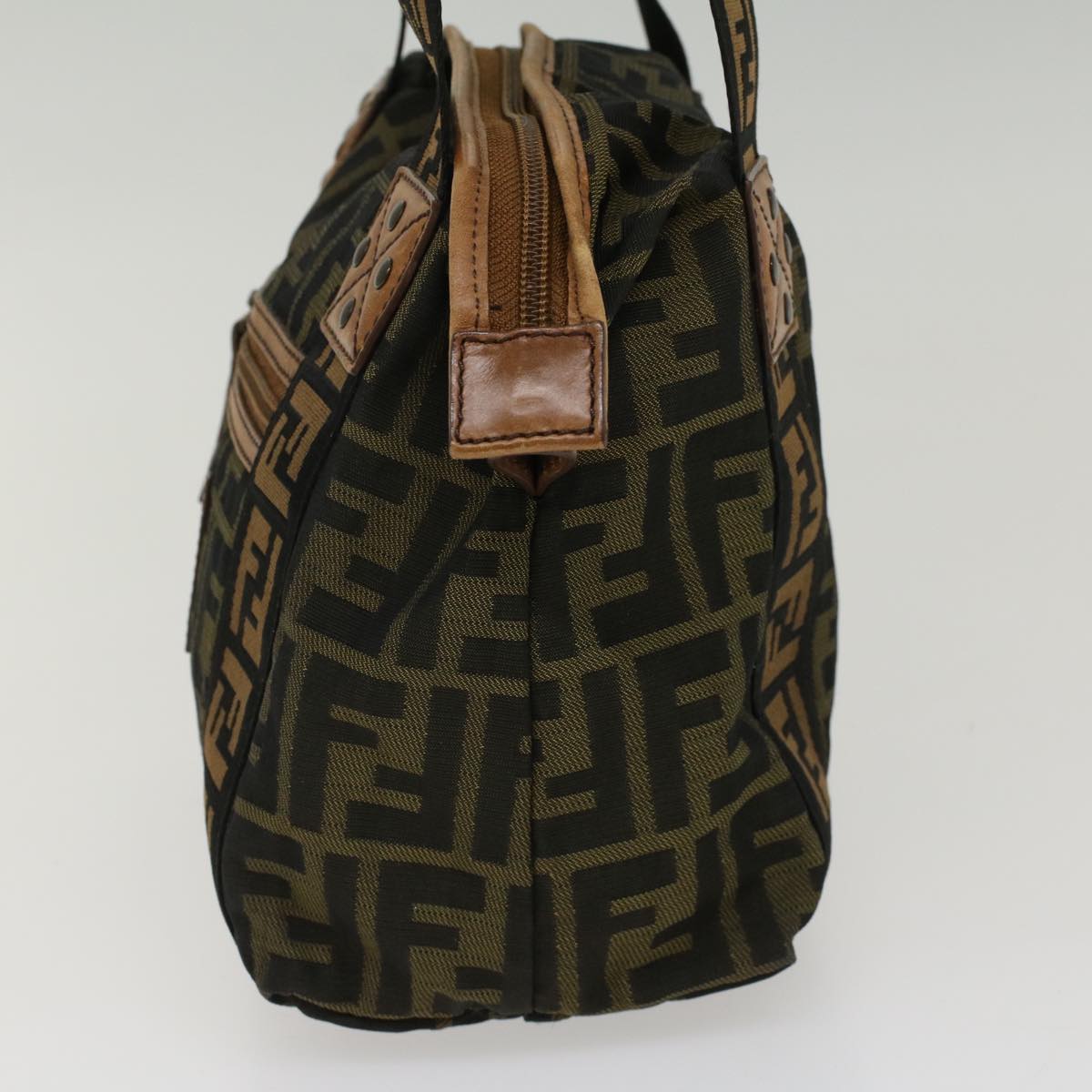 FENDI Zucca Canvas Hand Bag Black Brown fm2664