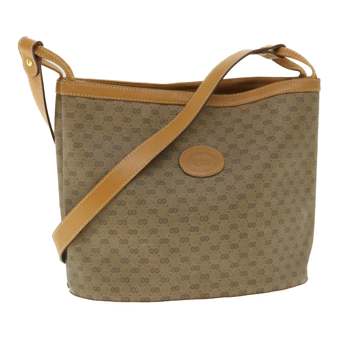 GUCCI Micro GG Canvas Shoulder Bag PVC Leather Beige fm2666