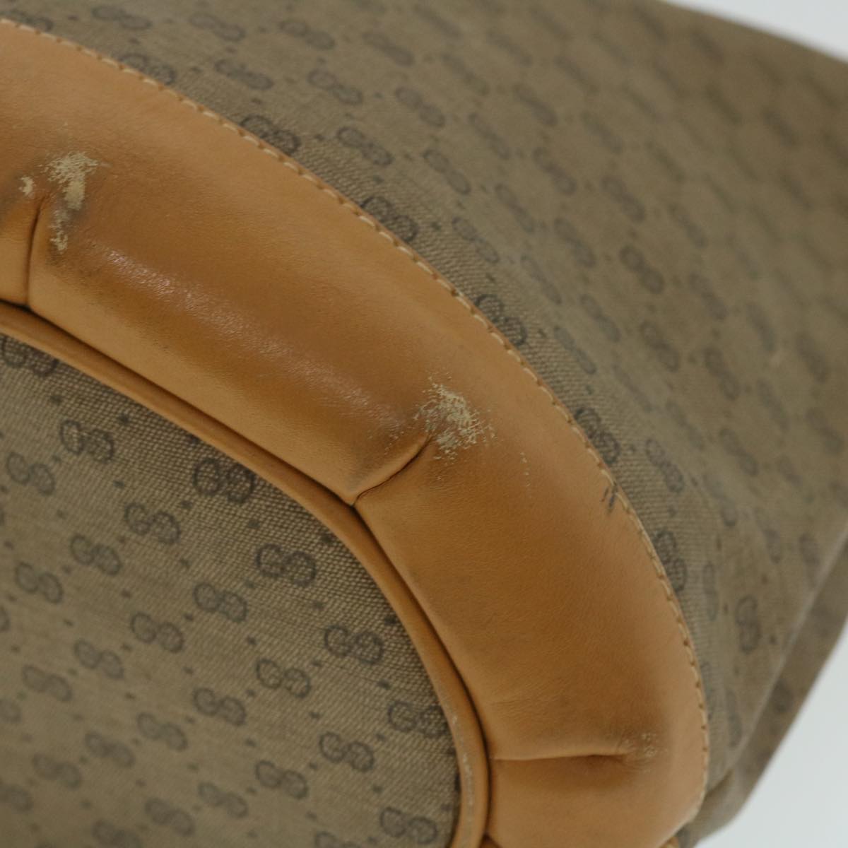 GUCCI Micro GG Canvas Shoulder Bag PVC Leather Beige fm2666