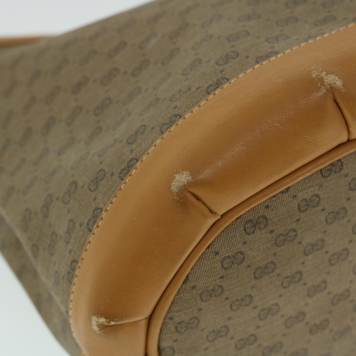 GUCCI Micro GG Canvas Shoulder Bag PVC Leather Beige fm2666