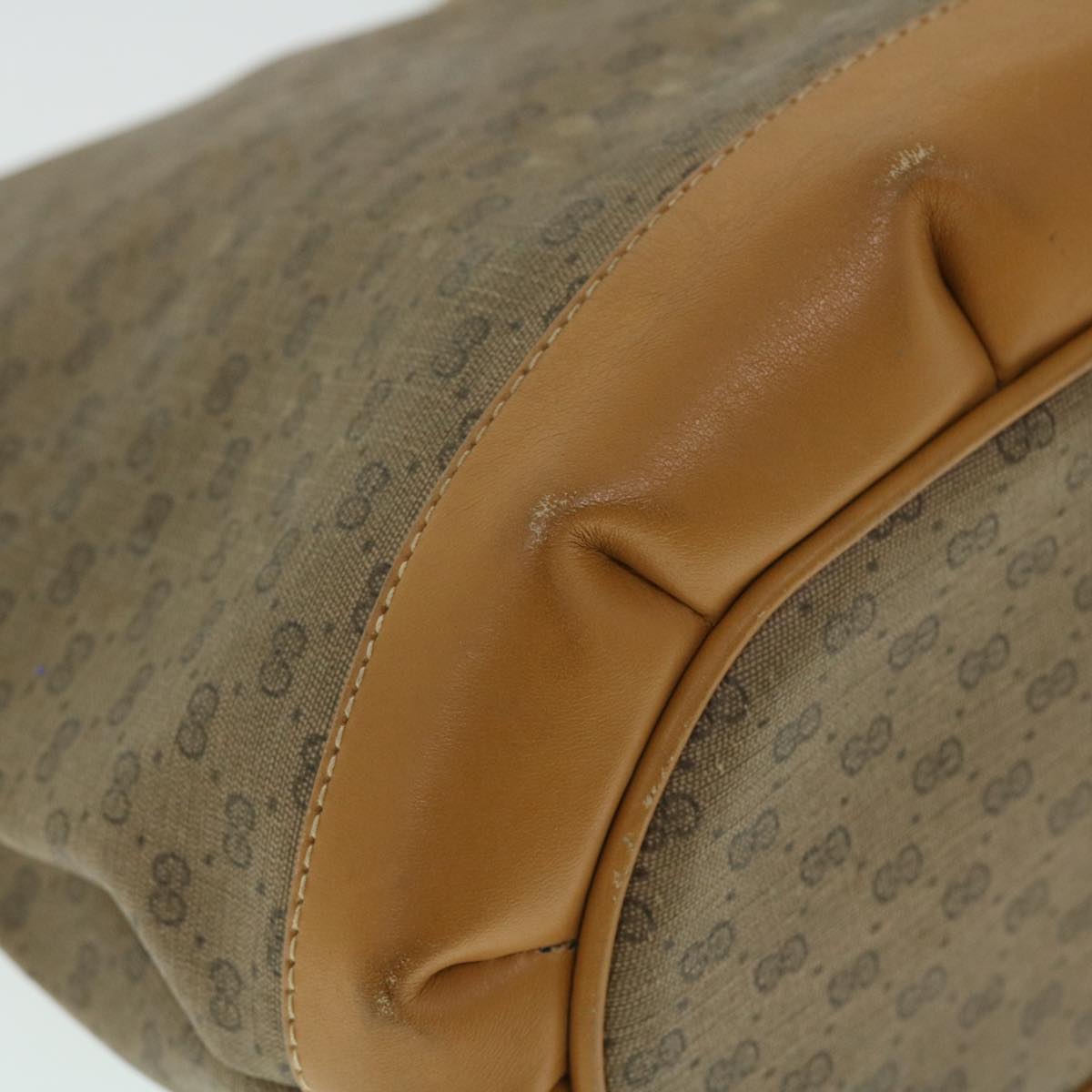 GUCCI Micro GG Canvas Shoulder Bag PVC Leather Beige fm2666