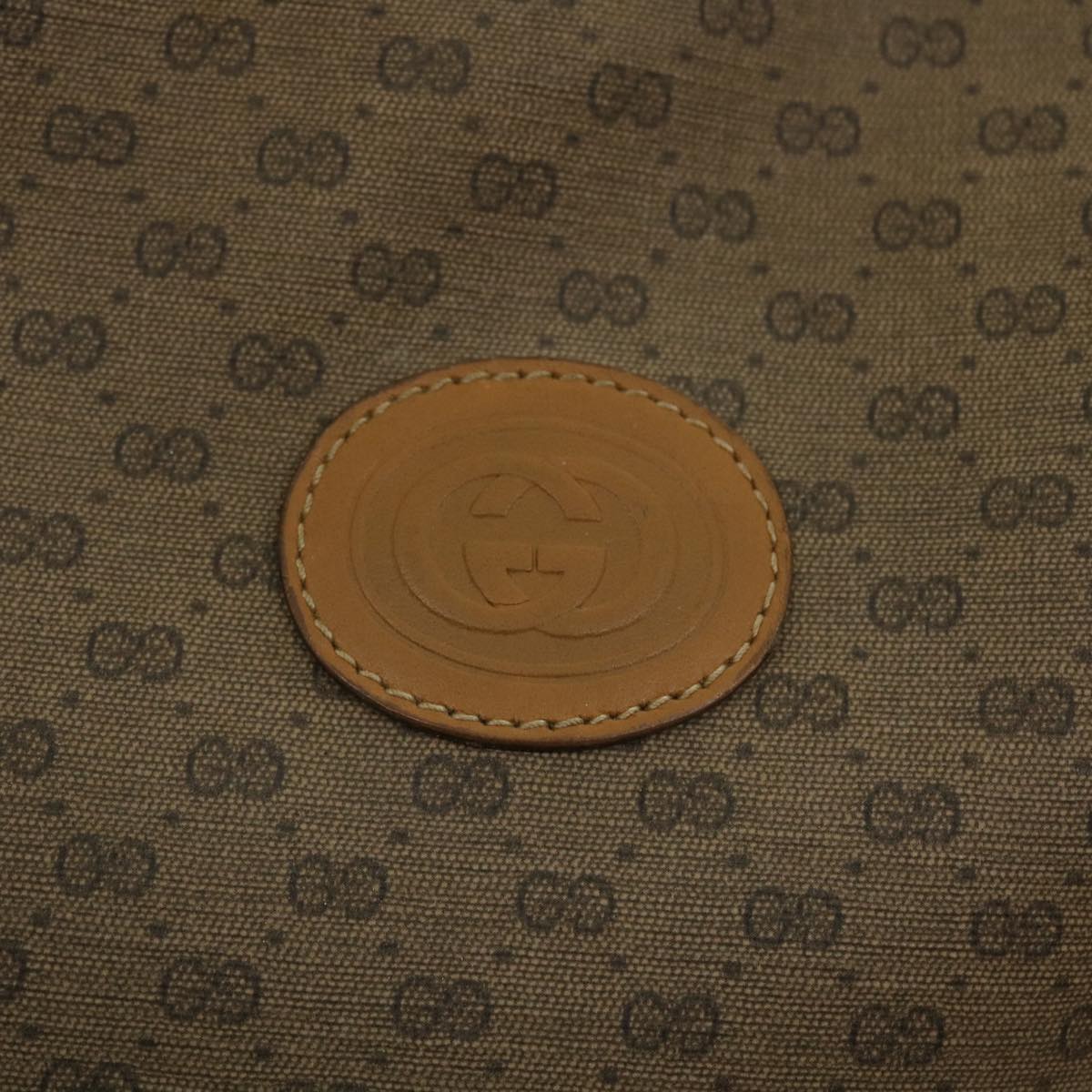 GUCCI Micro GG Canvas Shoulder Bag PVC Leather Beige fm2666