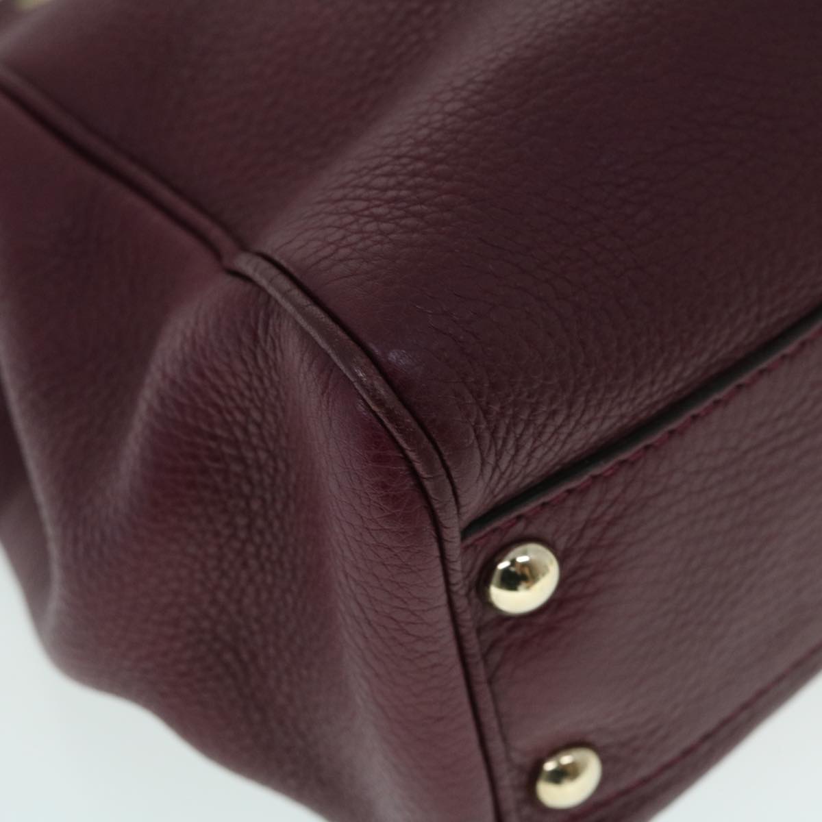 GUCCI Bamboo Small Shopper Hand Bag Leather Purple Wine Red 336032 fm2713