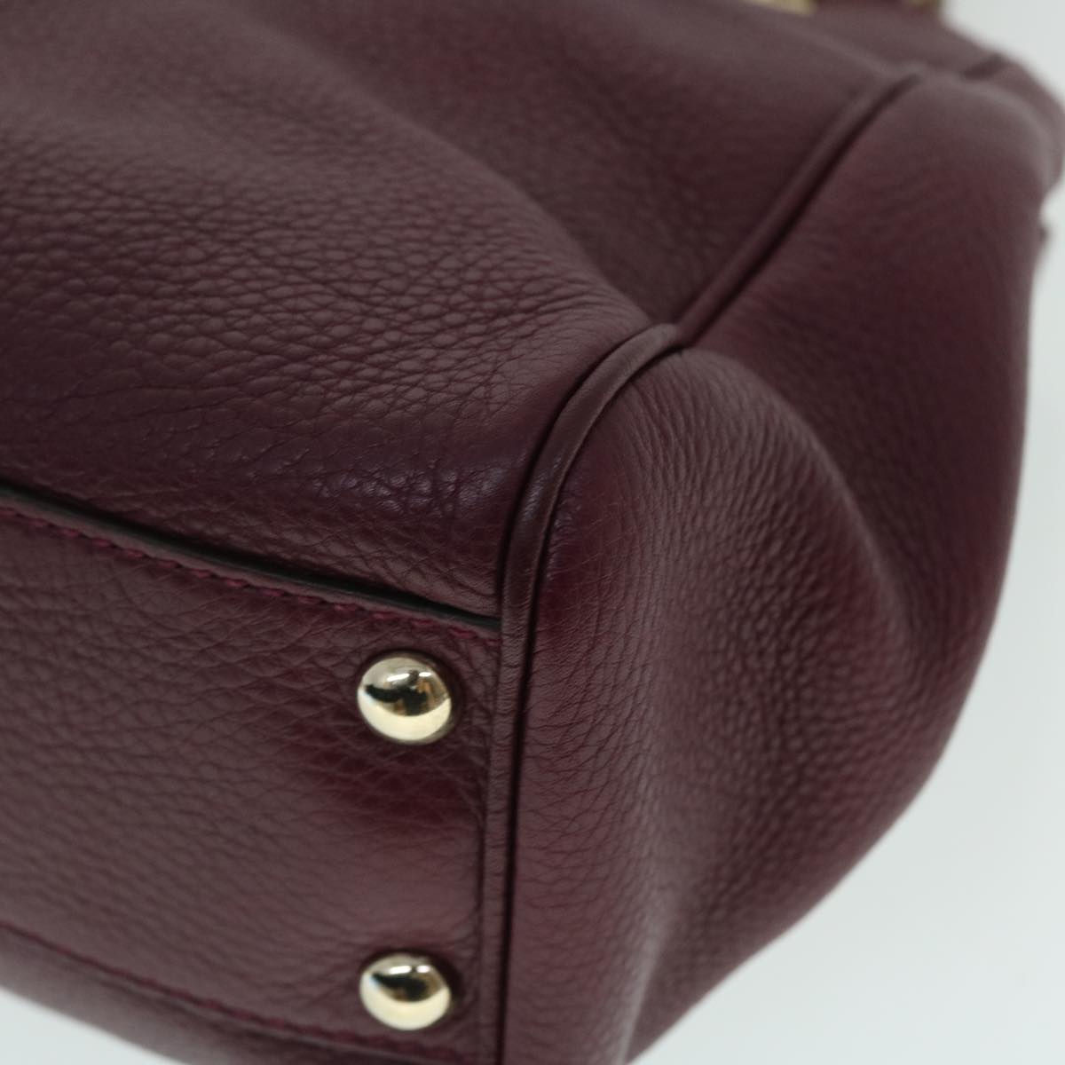 GUCCI Bamboo Small Shopper Hand Bag Leather Purple Wine Red 336032 fm2713