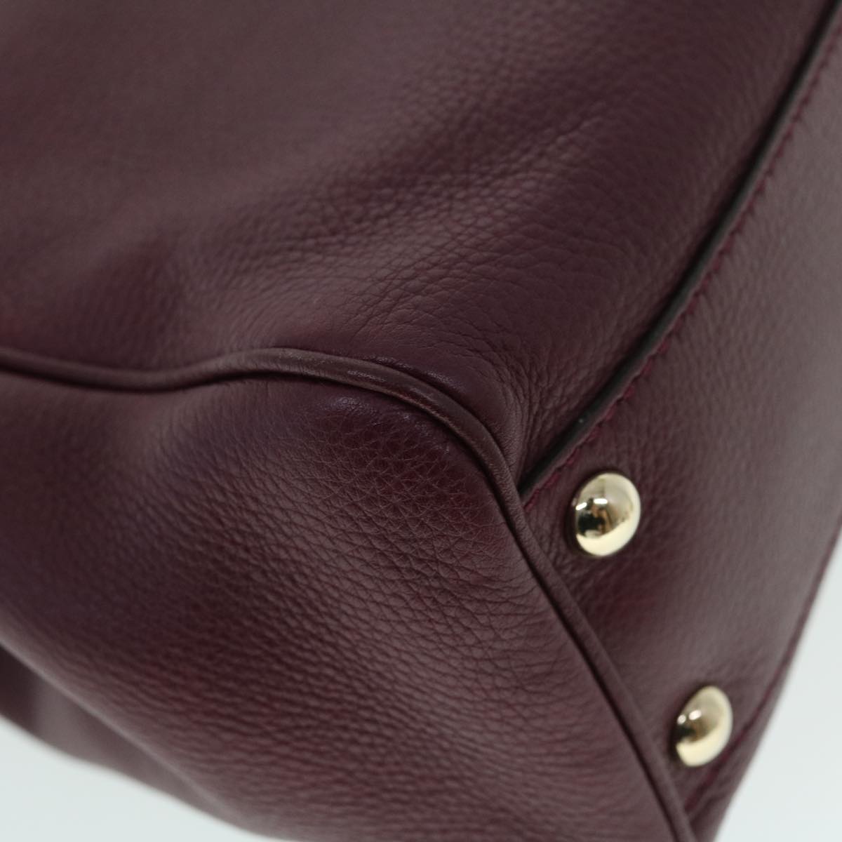 GUCCI Bamboo Small Shopper Hand Bag Leather Purple Wine Red 336032 fm2713