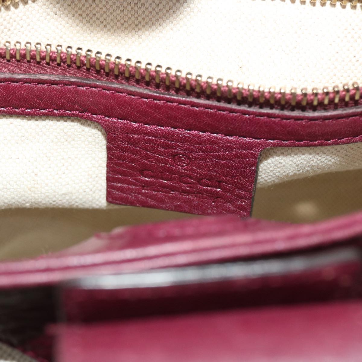 GUCCI Bamboo Small Shopper Hand Bag Leather Purple Wine Red 336032 fm2713
