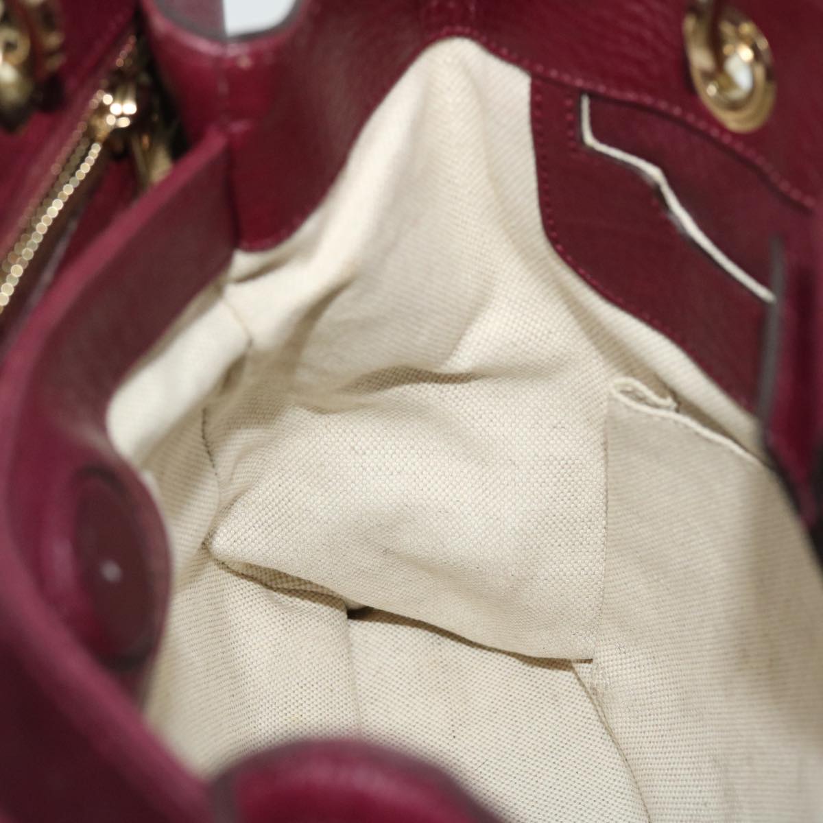 GUCCI Bamboo Small Shopper Hand Bag Leather Purple Wine Red 336032 fm2713