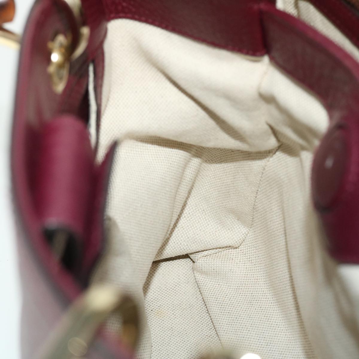 GUCCI Bamboo Small Shopper Hand Bag Leather Purple Wine Red 336032 fm2713