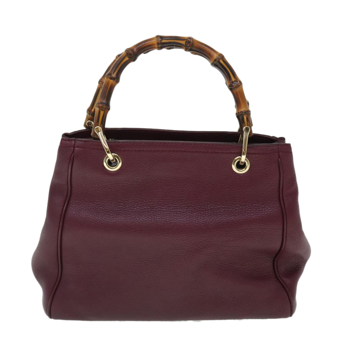 GUCCI Bamboo Small Shopper Hand Bag Leather Purple Wine Red 336032 fm2713