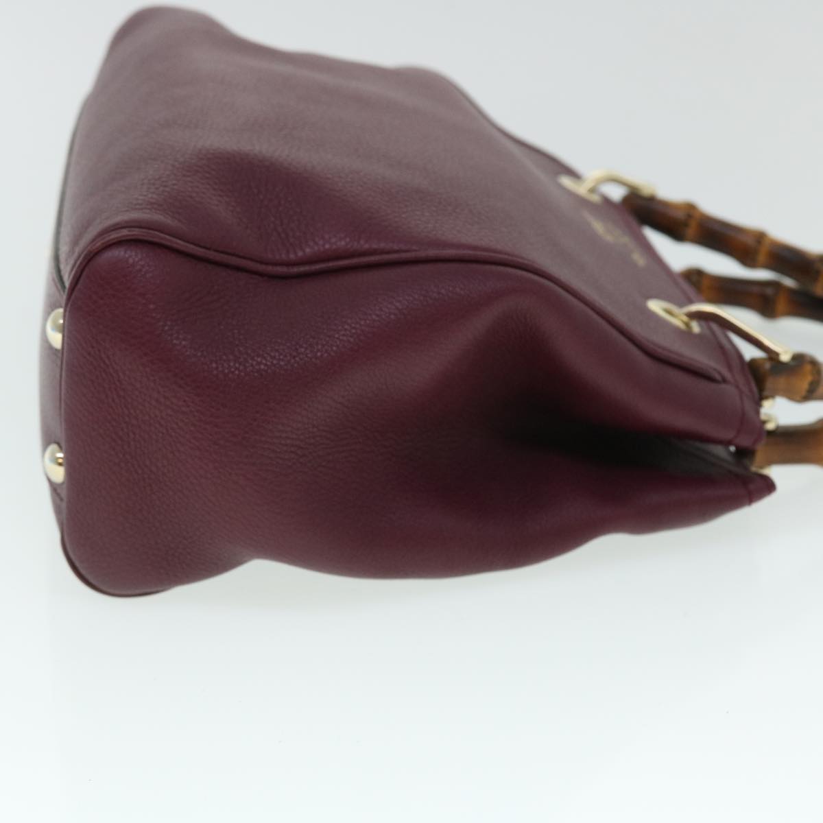GUCCI Bamboo Small Shopper Hand Bag Leather Purple Wine Red 336032 fm2713