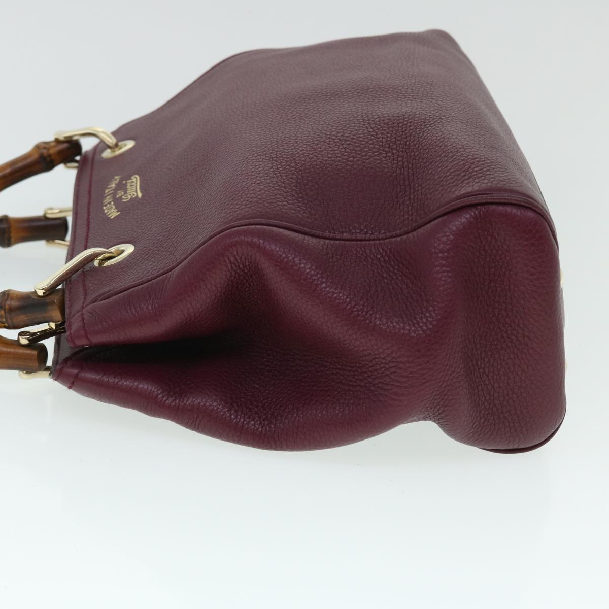 GUCCI Bamboo Small Shopper Hand Bag Leather Purple Wine Red 336032 fm2713
