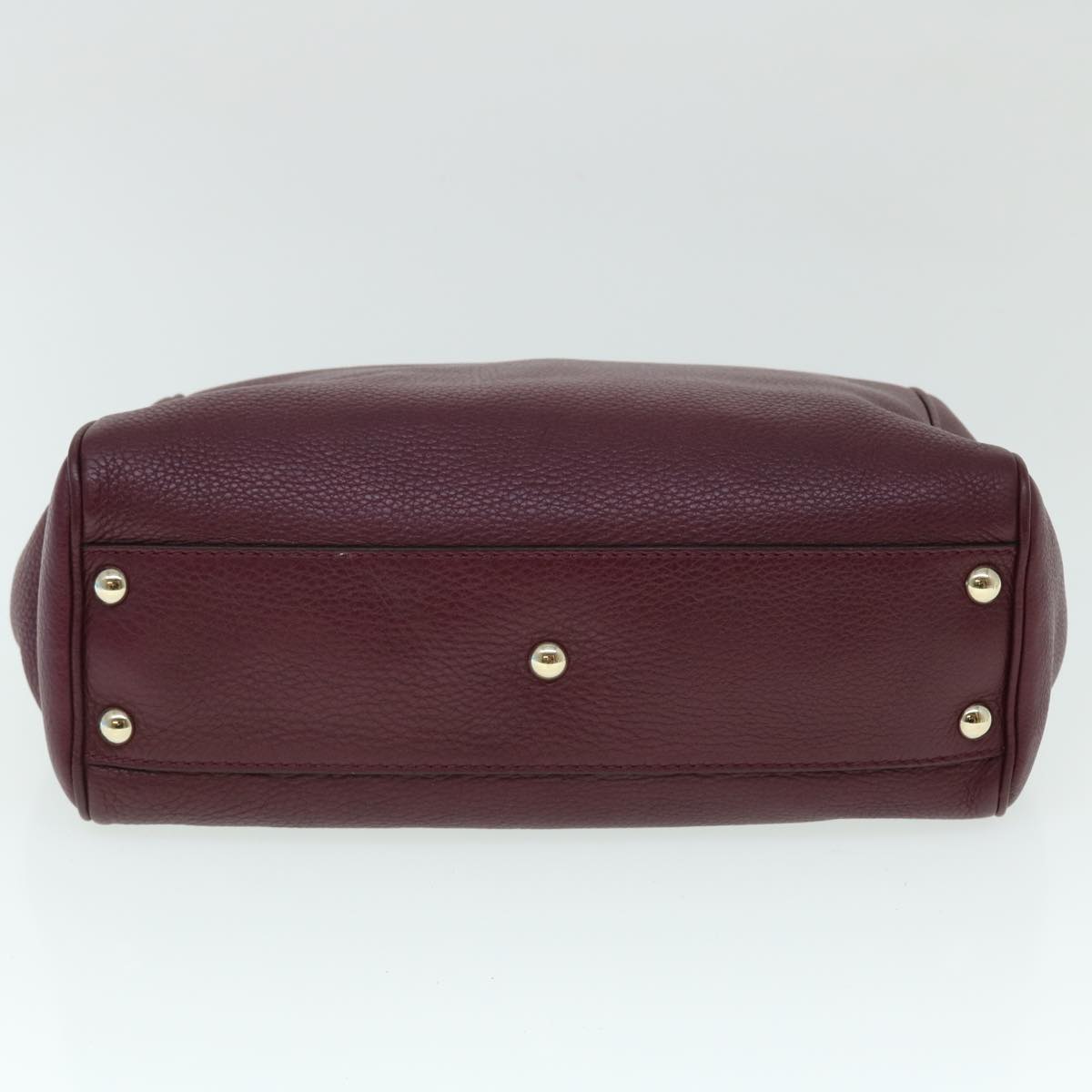 GUCCI Bamboo Small Shopper Hand Bag Leather Purple Wine Red 336032 fm2713