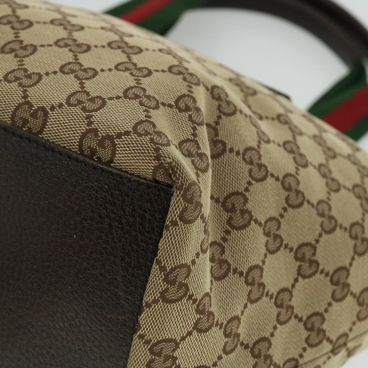 GUCCI GG Canvas Web Sherry Line Tote Bag Beige Green Red 131230 fm2735