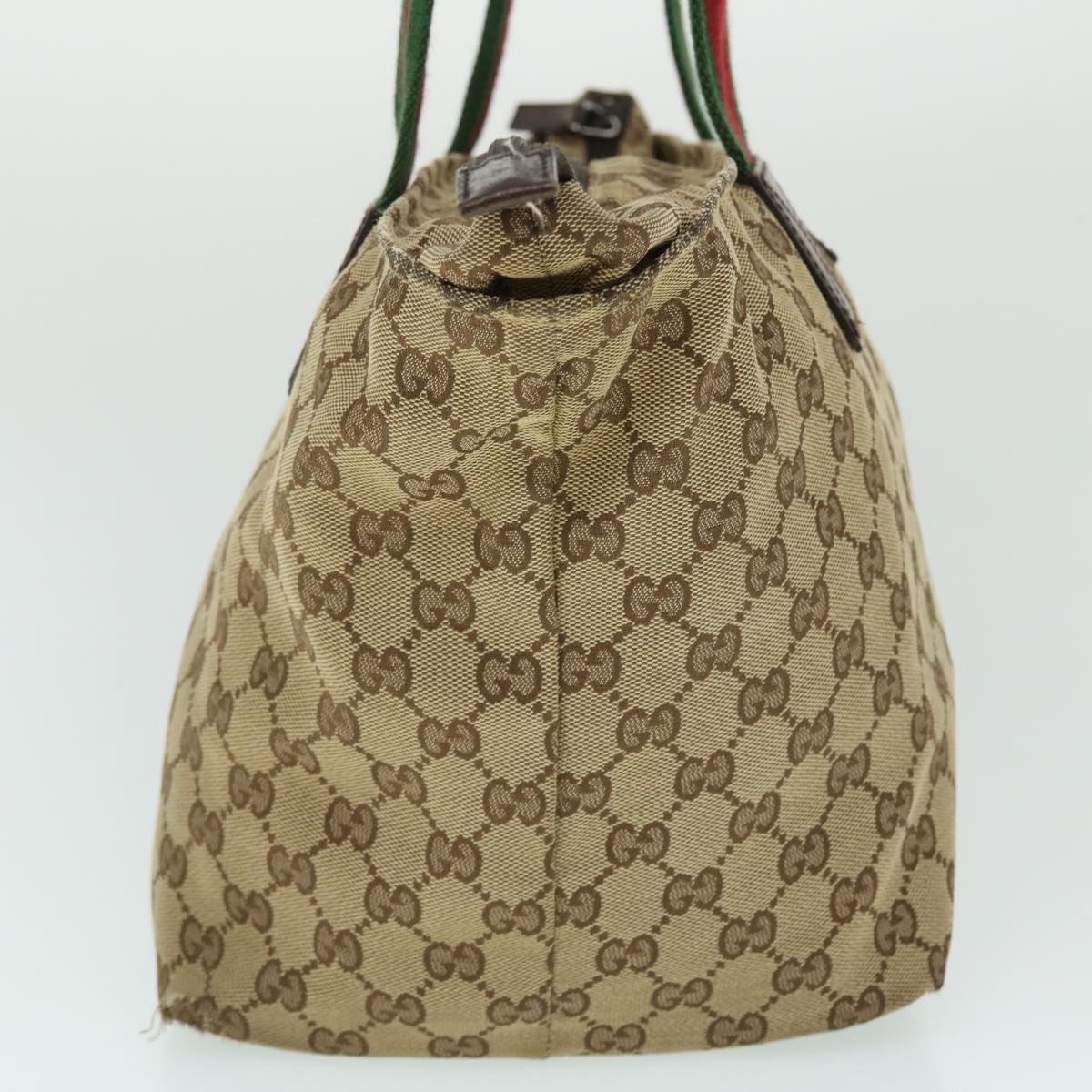 GUCCI GG Canvas Web Sherry Line Tote Bag Beige Green Red 131230 fm2735