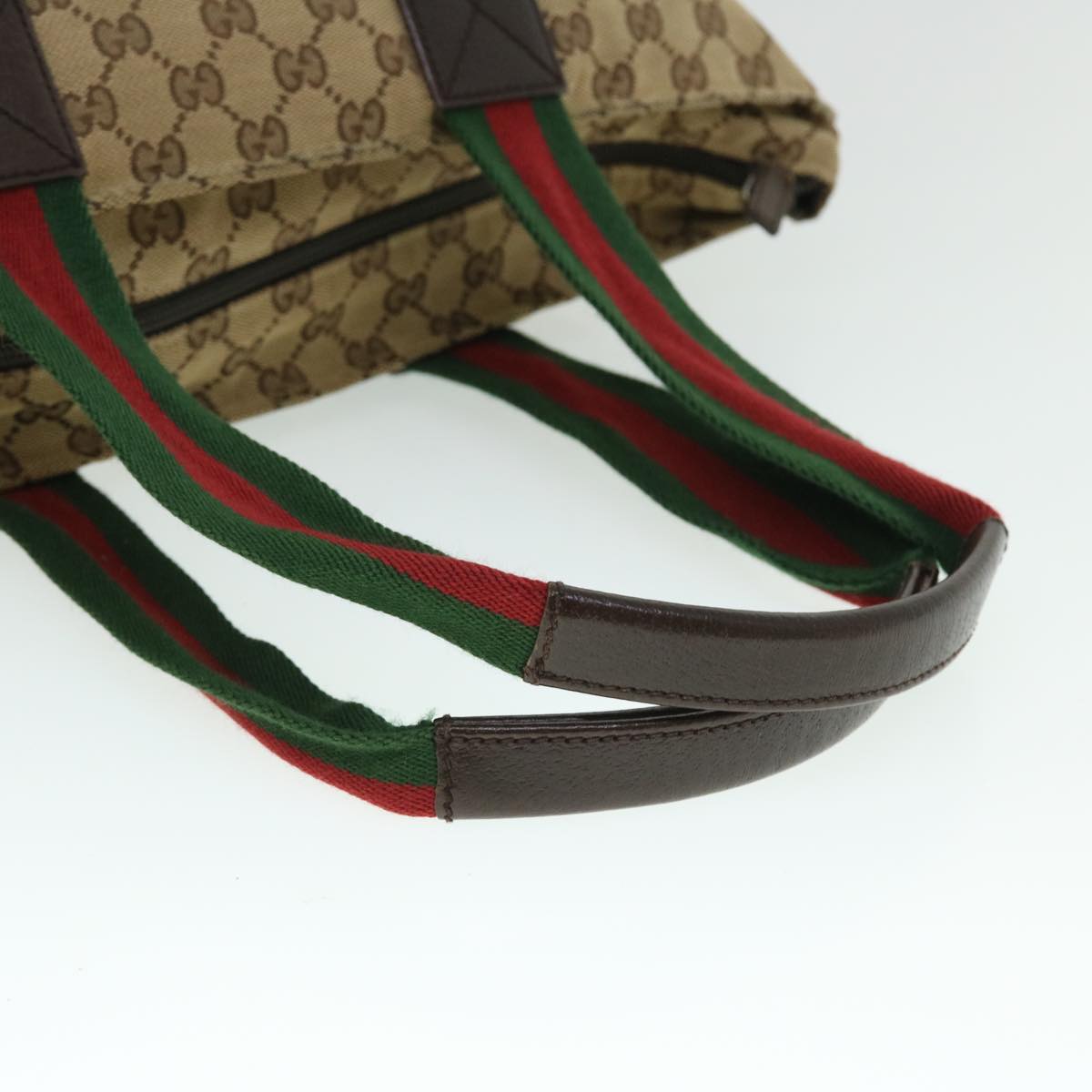 GUCCI GG Canvas Web Sherry Line Tote Bag Beige Green Red 131230 fm2735