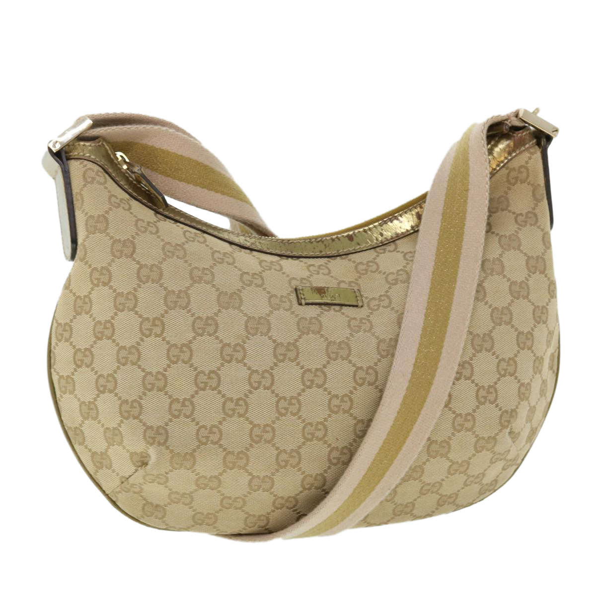 GUCCI GG Canvas Sherry Line Shoulder Bag Beige Gold 181092 fm2736