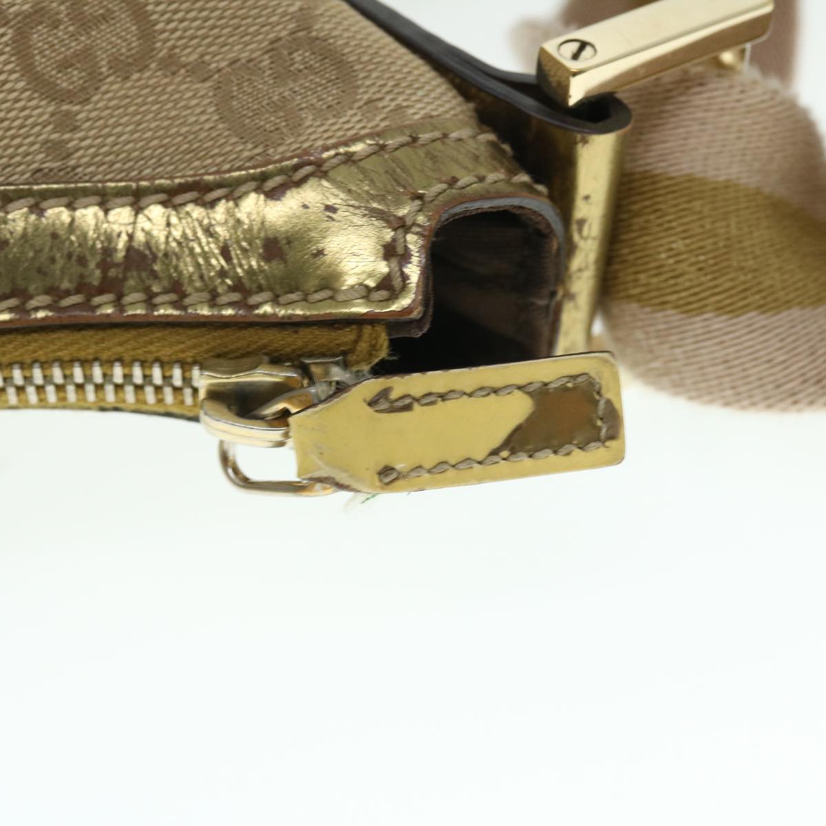 GUCCI GG Canvas Sherry Line Shoulder Bag Beige Gold 181092 fm2736